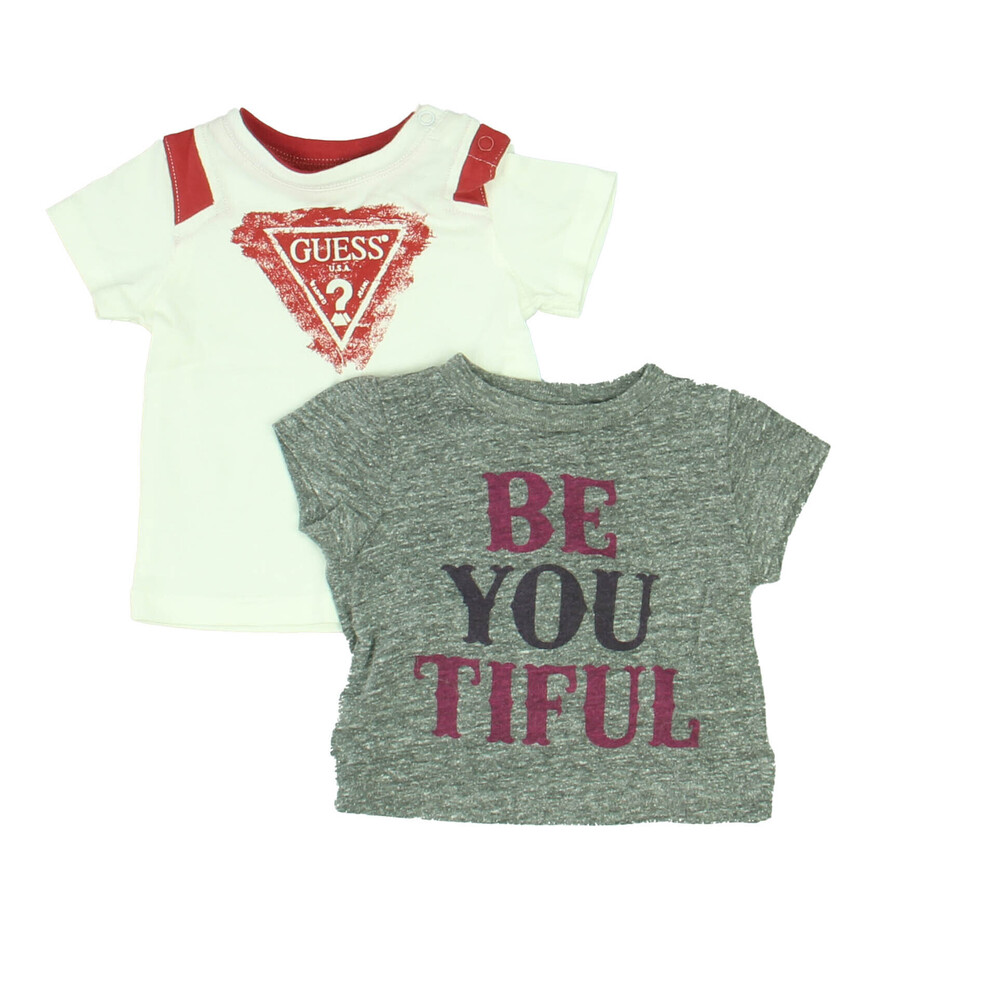 Peek | Guess Unisex Grey | White | Red T-Shirt size: 3-6 Months